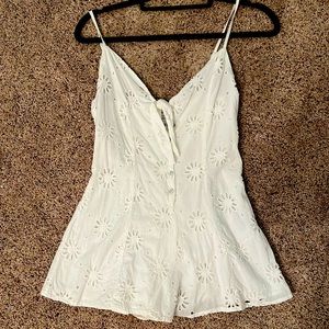 Forever 21 Small White Eyelet Mini Romper